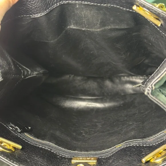 Vintage Bally Pebble Leather Bucket Shoulder Bag Gold Chain Front Flap Pocket - Picture 5 of 8